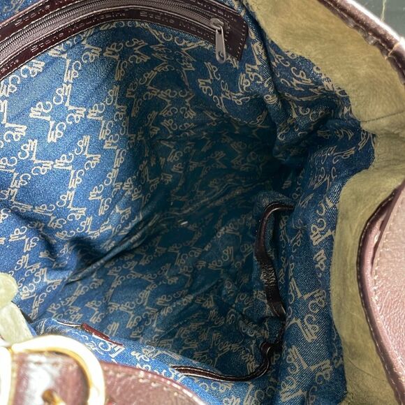 Genuine leather suede draw string bucket shoulder handbag purse oversized olive - Picture 9 of 10